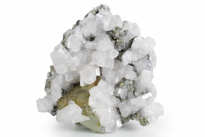 Columnar Calcite with Quartz Crystals and Pyrite - Fluorescent! #360648